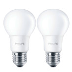 Philips LED Pære E27 Mat - 8W (60W) 2-Pack