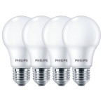 Philips LED Pære E27 Mat - 8W (60W) 4-Pack