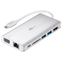 USB-C Dock (HDMI/2xUSB-A/VGA/RJ45/MicroSD/3,5mm) Goobay