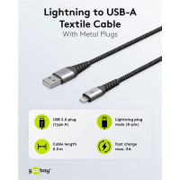 Lightning Kabel MFi - 1m (Lightning/USB-A) Grå - Goobay