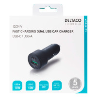 USB-C Billader 3A/36W (1xUSB-A/1xUSB-C) Deltaco