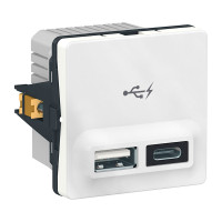 LK Fuga Dobbelt USB uttak USB-A/C 2400mA (1 modul) Hvit