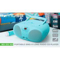 Muse M-203 KB Boombox m/mikrofon (m/CD/FM/AUX) Blå