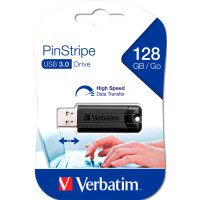 USB 3.0 Minnepenn (128GB) Svart - Verbatim PinStripe