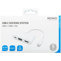USB-C til HDMI/USB-C/VGA Adapter (m/strøm port) Deltaco