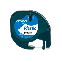 Dymo LetraTag Label 12mm (svart på Hvit) 4m - Plast