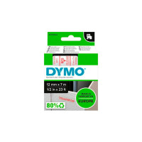 Dymo D1 tape 12mm - Rød på transparent tape - 7m (Original)