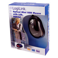 LogiLink USB Mini Datamus 800 dpi (m/LED) Svart