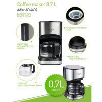 Kaffemaskin (0,7 liter) Adler