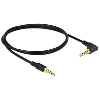 DeLock 3-rings minijack-kabel vinklet - 1m (svart)