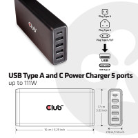 Club3D USB Lader 111W PD (4xUSB-A/1xUSB-C)