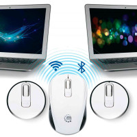 Trådløs Mus Dual-mode (Bluetooth/USB) Hvit - Manhattan