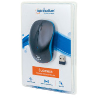 USB Trådløs Mus (1000 dpi) Svart/Blå - Manhattan