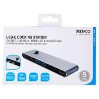 USB-C Dock 4K (HDMI+USB-A+USB-C+SD) Deltaco