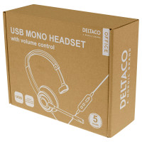 USB Headset m/mikrofon (mono) Deltaco