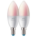 WiZ WiFi Kerte LED pære E14 - 4,9W (40W) Farge - 2-Pack