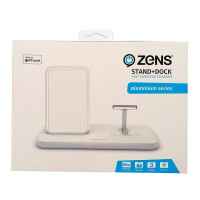 Zens Alu. Qi-stativ 2x10W m/Dock (USB) Hvit