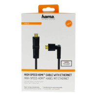 Hama HDMI Kabel m/rotasjon 1,5m - 4K (Gullbelagt) Svart