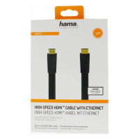 Hama Flat HDMI Kabel High Speed 3m - 4K (Gullbelagt) Svart