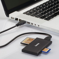 Hama USB-A Kortleser (microSD/SD/CF/MS) Svart