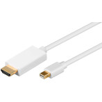 Mini Displayport til HDMI kabel m/lyd - 2m (Hvit)