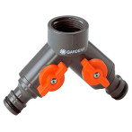 Gardena 2-veis vannfordeler m/ventil 938-20 (26,5 mm)