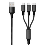 2GO USB-C Kabel 1,5m (USB-A/3x USB-C) Svart