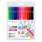 Tombow Bright TwinTone Tusjer (0,3/0,8mm) 12 farver