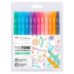 Tombow Pastell TwinTone Marker (0,3/0,8mm) 12 farger