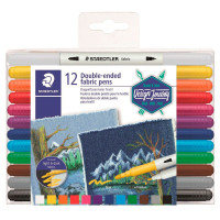 Staedtler Tekstil Pen Duo (2 tykkelser) 12 farger