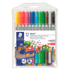 Staedtler Noris Tekstil Pen Duo (1,0mm/3,0mm) 12 farger