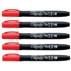 Artline Supreme Kalligrafi Pen sett 5 stk (1,0-5,0mm) Rød