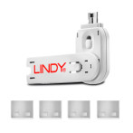 Lindy USB-A Port Blocker m/monteringsnøkkel (4 stk) Hvit