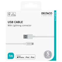 Deltaco USB-A til Lightning Kabel - 1m (MFi) Hvit