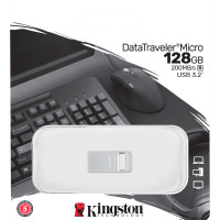 Kingston USB 3.2 Minnepenn m/håndtak 128GB (USB-A) Sølv