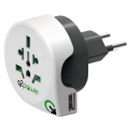 Q2 Power Reiseadapter m/USB - Verden til Sveits/Italia