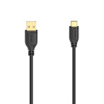 Hama Flexi-Slim USB-C Kabel Gull - 0,75m (USB-C/USB-A) Svart