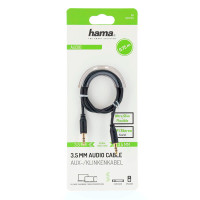 Hama Flexi-Slim Minijack kabel - 0,75m (3,5mm/3,5mm) Svart