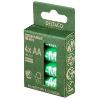 Deltaco oppladbare AA-batterier 2500mAh (NiMH) 4-pack