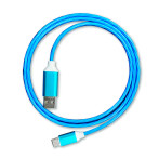 Platinet USB-C Kabel m/LED - 1m (USB-C/USB-A) Blå