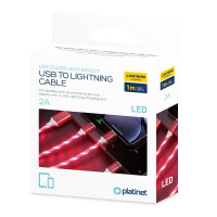 Platinet Lightning Kabel m/LED - 1m (Lightning/USB-A) Rød