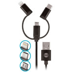 Forever Multikabel - 1m (USB-C/Lightning/Micro-USB) Svart