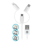 Forever Multikabel - 1m (USB-C/Lightning/Micro-USB) Hvit