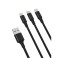 XO NB173 Multikabel 2,4A 1,2m (Lightning/USB-C/microUSB) Sva