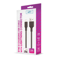 Setty Lightning Kabel 2A - 1m (USB-A/Lightning) Svart