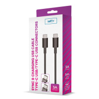 Setty USB-C Kabel 3A - 1m (USB-C/USB-C) Svart