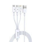 Devia Multikabel 2A - 1,2m (Lightning/USB-C/microUSB) Hvit