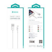 Devia Lightning Kabel 2.1A - 1m (USB-A/Lightning) Hvit