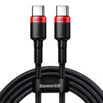 Baseus Cafule USB-C - USB-C Kabel - 2m (100W) Svart/Rød
