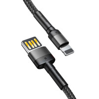 Baseus Cafule Lightning - USB-A (vendbar) 2,4A 1m - Grå/Svar